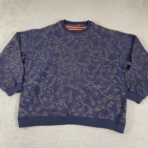 Vintage Pelle Pelle AOP Sweatshirt Men 3XL Navy Y2K HipHop Pullover Crewneck